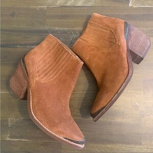 Jeffrey Campbell Rawlins Suede Western Ankle Boots Booties Boho Tan Caramel 6